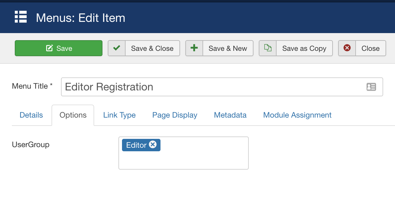 Usergroup selection in registration menu 